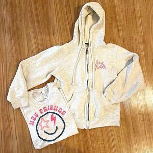 Hey Friends zip-up and t-shirt combo.